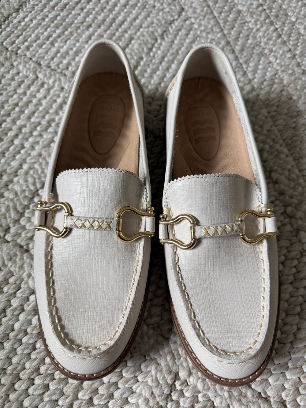 Sperry Women's Seaport Penny Plushwave Leather Loafers 8 Gold Hardware